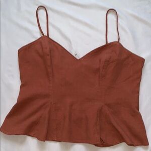 Express Brown Bustier Peplum Crop Top